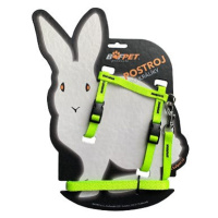 Bafpet Set pro králíka - kšíry + vodítko, Zelená, 10mm × 120cm, 10mm × OK 19-26, OH 24-37cm, 204