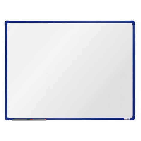boardOK Bílá magnetická tabule s emailovým povrchem 120 × 90 cm, modrý rám