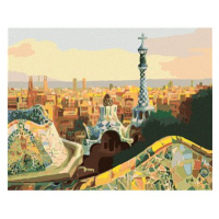 Diamondi - VÝHLED NA BARCELONU Z PARKU GÜELL, 40x50 cm, vypnuté plátno na rám