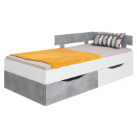 Dětská postel omega 90x200cm s úložným prostorem - bílá/beton