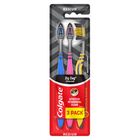 COLGATE Zubní kartáček Zig Zag Charcoal 3 ks