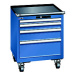 LISTA Zásuvková skříň, pojízdná, š x h 564 x 572 mm, 4 zásuvky, enciánová modrá