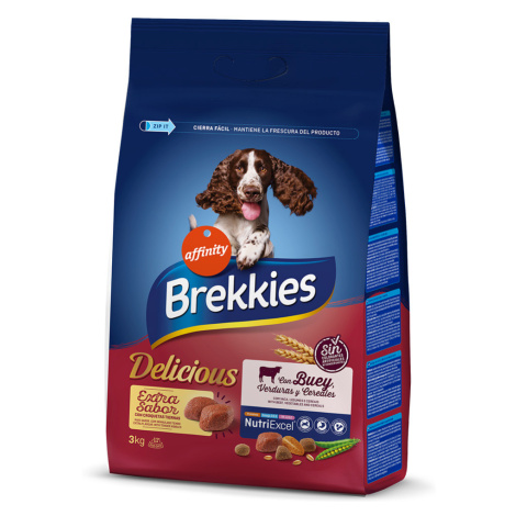 Brekkies Delicious s hovězím - výhodné balení: 2 x 3 kg Affinity Brekkies