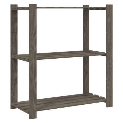 vidaXL 3patrový úložný regál šedý 80 x 38 x 90 cm masivní borové dřevo