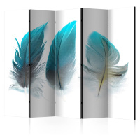 Paraván Blue Feathers Dekorhome 225x172 cm (5-dílný),Paraván Blue Feathers Dekorhome 225x172 cm 