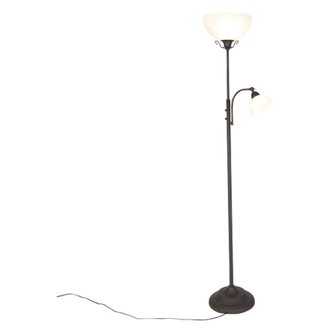 Klasická hnědá stojací lampa s lampičkou na čtení - Dallas QAZQA