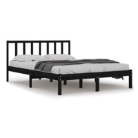 Rám postele černý masivní borovice 160 × 200 cm, 3105085