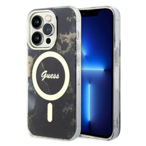 Kryt Guess iPhone 14 Pro Max 6.7" black hardcase Golden Marble MagSafe (GUHMP14XHTMRSK)