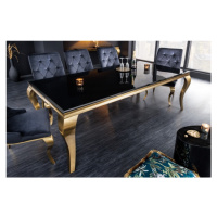 Estila Moderní jídelní stůl Gold Barock v barokním stylu zlatá konstrukce a černé opálové sklo 1