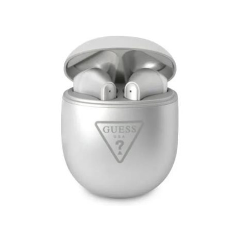 Guess True Wireless Triangle Logo BT5.0 4H Stereo Earphones Glossy Silver