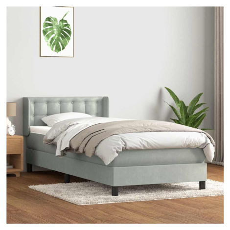 vidaXL Box spring postel s matrací světle šedá 80x210 cm samet