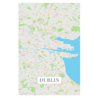 Mapa Dublin color, 26.7 × 40 cm