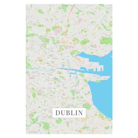 Mapa Dublin color, (26.7 x 40 cm)