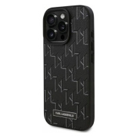 Pouzdro Karl Lagerfeld iPhone 16 Pro 6.3 černé Leather Monogram Logo MagSafe