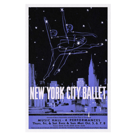 Obrazová reprodukce New York City Ballet, 1960 (Vintage Theatre Production), 26.7 × 40 cm