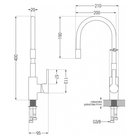 MEXEN Flex dřezová baterie, chrom/ bílá 670900-02