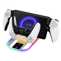 iPega P5P11 Charger Dock s RGB 2v1 pro Playstation Portal Remote Player a PS5 Ovladač White