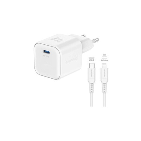 Swissten síťový adaptér GaN 1x USB-C 35W Power Delivery + datový kabel USB-C/USB-C 1.2m bílý