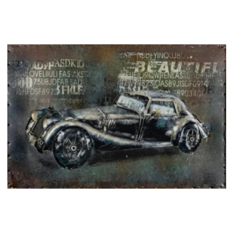 Kovový obraz na zeď Auto veterán 60x40 cm, vintage Asko