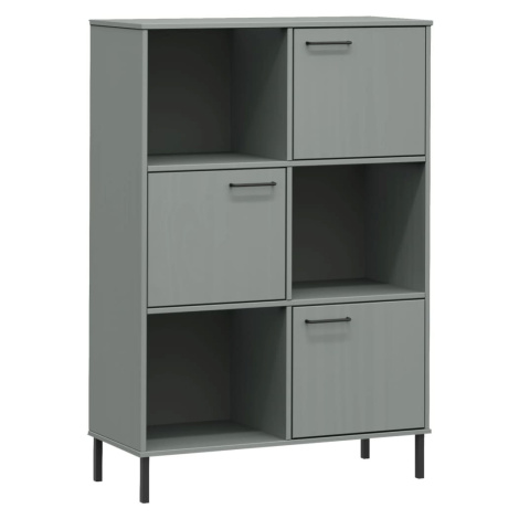 vidaXL Knihovna s kovovými nohami šedá 90x35x128,5 cm masiv OSLO