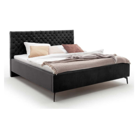 Černá čalouněná dvoulůžková postel s úložným prostorem s roštem 160x200 cm La Maison – Meise Möb Meise Möbel