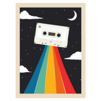 Ilustrace retro party poster with cassette tape, martinwimmer, 30 × 40 cm