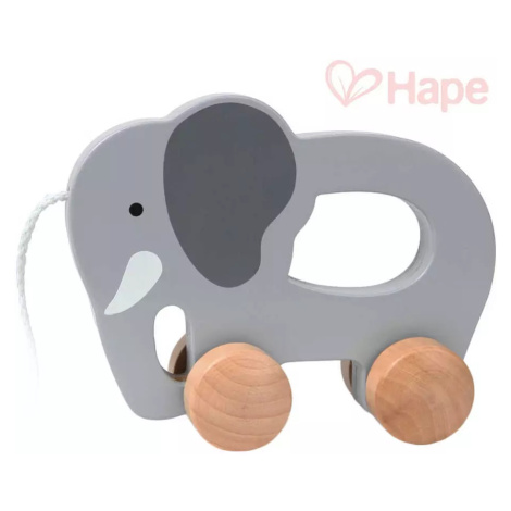 HAPE DŘEVO Baby slon tahací pro miminko DOLONI