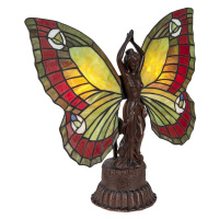 Clayre&Eef Stolní lampa 5LL-6085 motýl ve stylu Tiffany