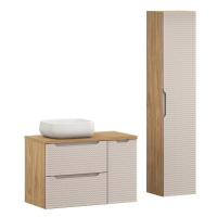 Comad Koupelnová sestava Luxor Beige 90 cm s umyvadlem a skříňkami béžová/dub olejovaný
