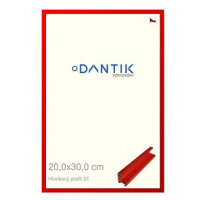 DANTIK rámeček 20 × 30, ALU profil 7001 Červený Ferrari lesklý sklo čiré