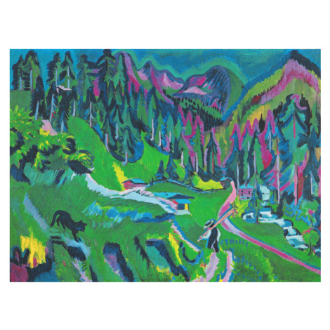 Plakát, Obraz - Black Cat in a Mountain Landscape, Ernst Ludwig Kirchner, 40 × 30 cm