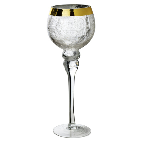 Mondex Skleněný svícen DONNA 35 cm čirý/zlatý