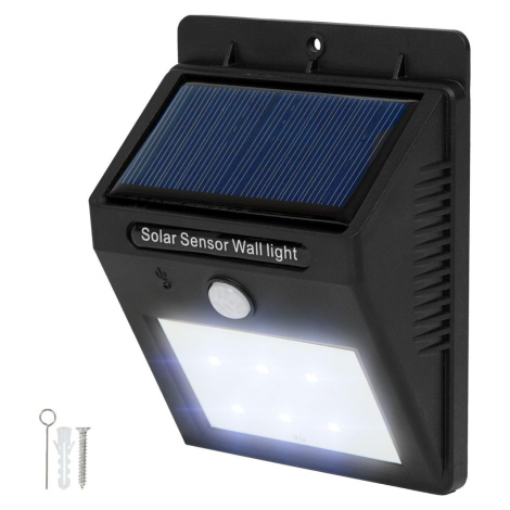 tectake 401513 venkovní nástěnné svítidlo led integrovaný solární panel a detektor pohybu - čern