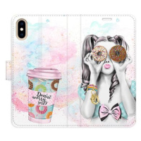 iSaprio flip pouzdro Donut Worry Girl pro iPhone X/XS