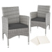 tectake 404549 2 zahradní židle ratanové vč. 4 povlaků - světle šedá/krémová - světle šedá/krémo