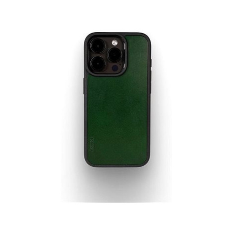 Lemory iPhone 15 Pro kožený kryt s podporou MagSafe tmavě zelený