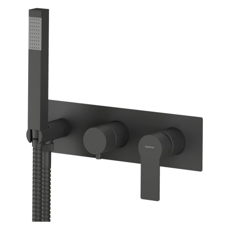 SAPHO PAX podomítková sprchová/vanová baterie s ruční sprchou, 2 výstupy, černá mat XA52/15