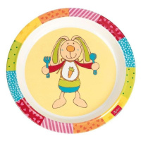 SIGIKID Melamin baby talířek Rainbow Rabbit zajíc se silikonem 21,5 cm