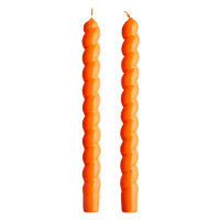 TWISTED Sada lesklých svíček 2 ks 25,5 cm - oranžová
