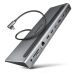 AXAGON HMC-4KX3 USB 5Gbps hub, 3x USB-A, 2x HDMI, DP, RJ-45 GLAN, SD/microSD, audio, PD 100W, ka