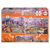 Puzzle panoramatické Divoká zvířata Educa 2 x 100 dílků od 6 let