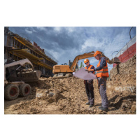 Fotografie Engineers verifying blueprints, aeduard, 40 × 26.7 cm