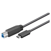 PremiumCord Kabel USB 3.1 konektor C/male - USB 3.0 konektor B/male, 1m ku31ce1bk Černá
