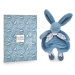 Plyšový zajíček na mazlení Bunny Comforter Blue Doudou et Compagnie v dárkovém balení modrý 29 c