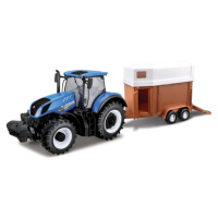 Bburago 1:32 Farm Traktor New Holland s vlečkou pro koně