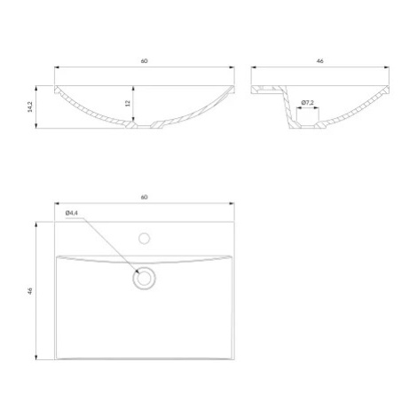OMNIRES NAXOS M+ nábytkové umyvadlo, 60 x 46 cm bílá lesk /BP/ NAXOSF600BP