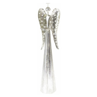Vánoční kovový svícen na čajovou svíčku Angel stříbrná, 17 x 58 cm