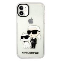 Karl Lagerfeld IML Glitter Karl and Choupette NFT Zadní Kryt pro iPhone 11 Transparent