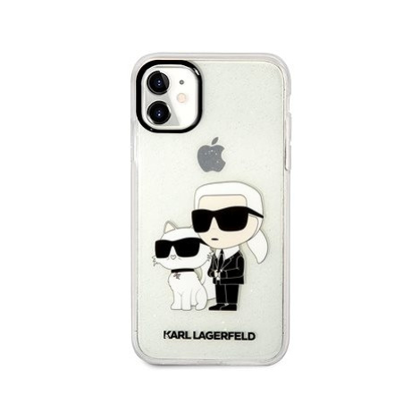 Karl Lagerfeld IML Glitter Karl and Choupette NFT Zadní Kryt pro iPhone 11 Transparent