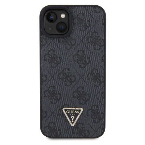 Guess PU 4G Strass Triangle Metal Logo kryt iPhone 15 Plus černý